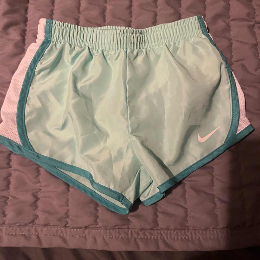 Nike Women's Teal and White Athletic Shorts